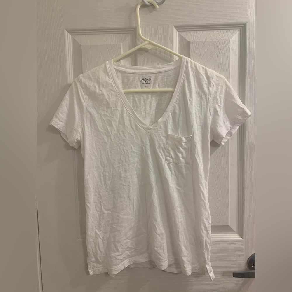 Madewell White v-neck tee